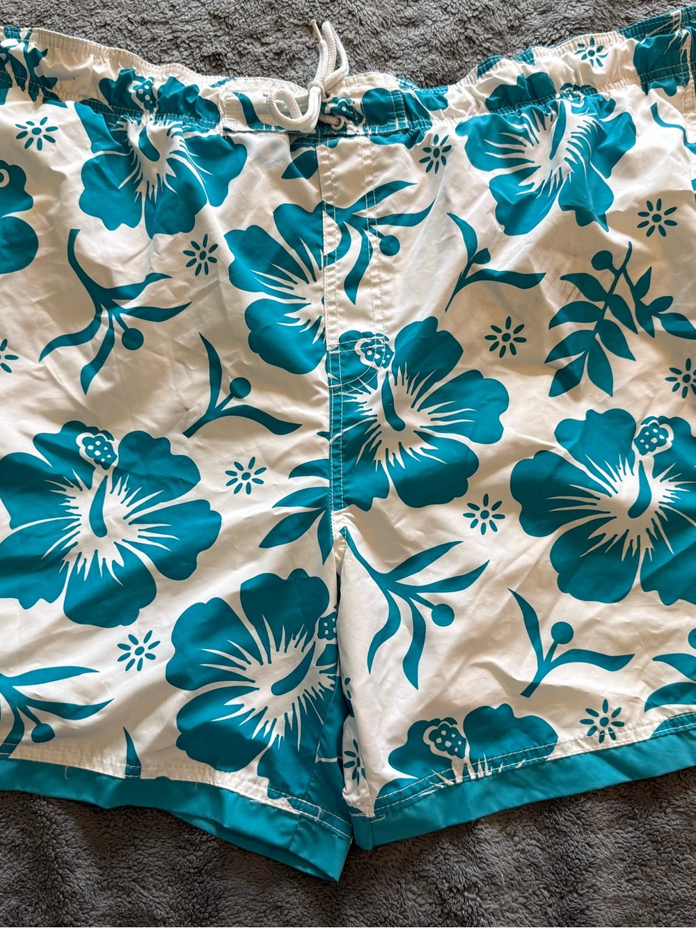 Faded Glory Teal Floral Drawstring Shorts
